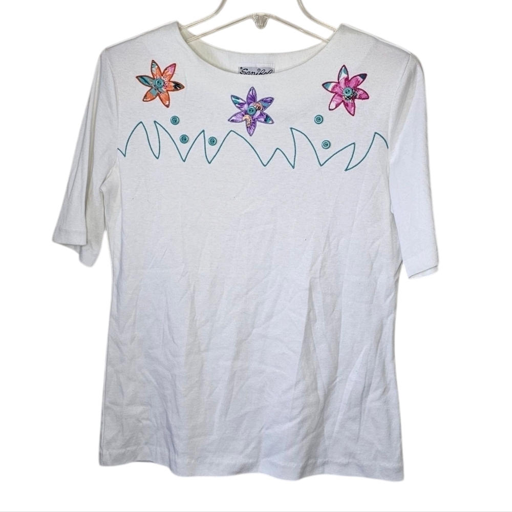 Sanibel Sport Summer Vintage Floral Shirt Size Small